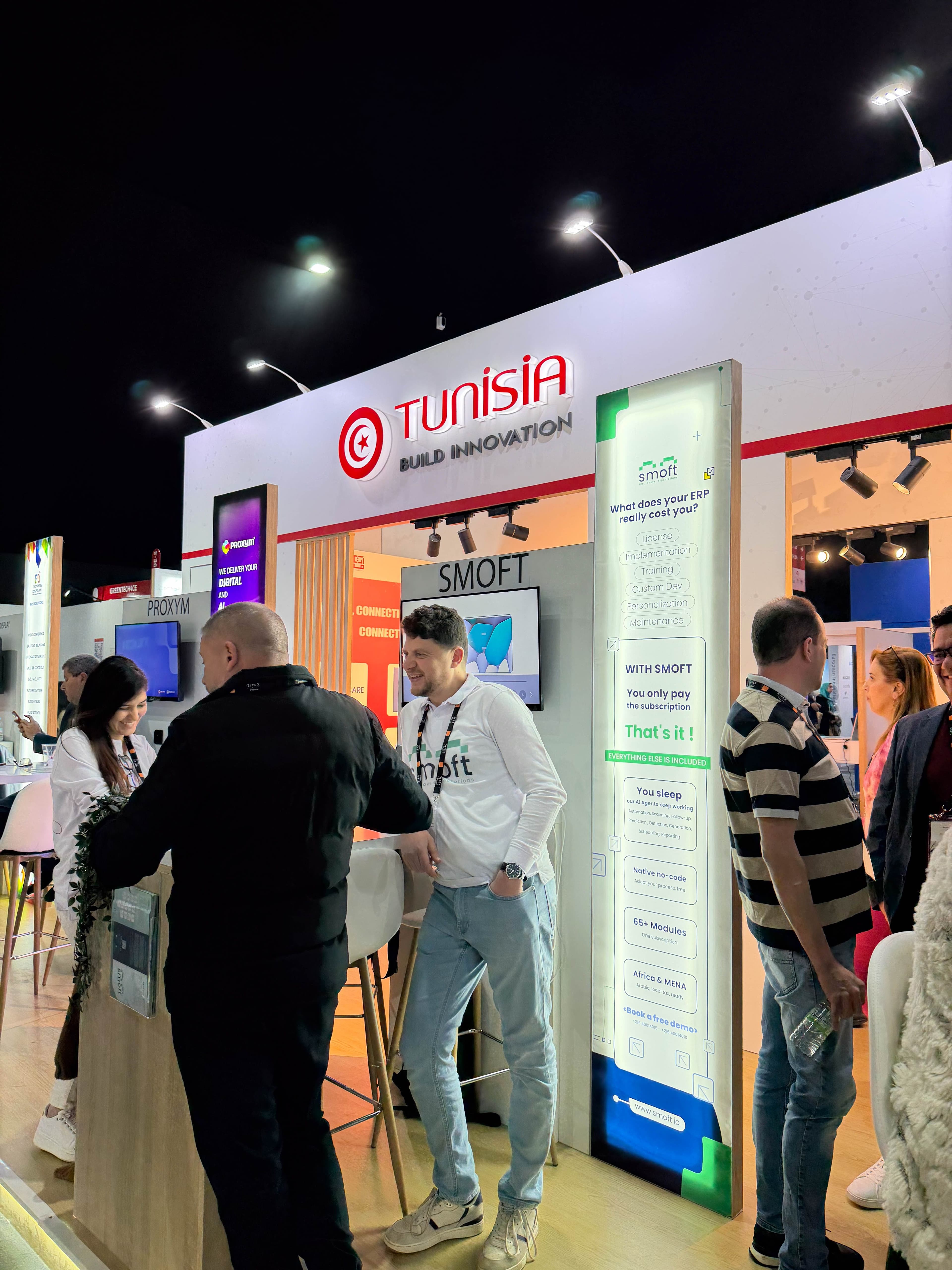 Visitors at the exhibitor pods of the CEPEX Tunisia National Pavilion, GITEX Africa 2026, Marrakech