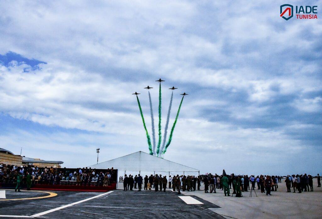 Aircraft flying display during IADE Tunisia aerospace exhibition