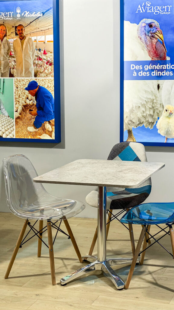 Visual communication of sustainable poultry breeding and innovation at Aviagen Turkeys stand